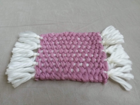 AussieSuperStore Handmade Products Light Pink Hand weaved Yarn Coaster (in 2 colors) Hand weaved Yarn Coaster | Weaved placemats or coasters AUSSIE23